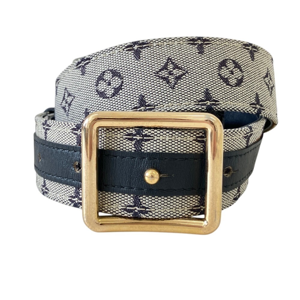 Louis Vuitton Monogram Mini Belt M6816, Size 90 (36), Gray/Navy, Men's